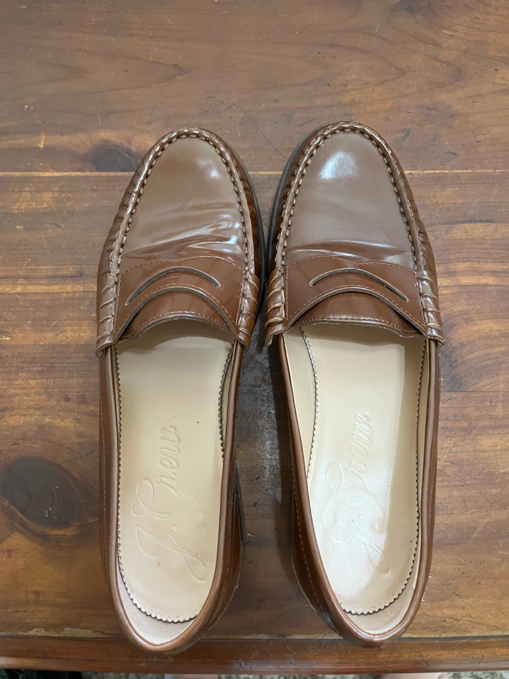 J. Crew Winona Brown Patent Leather Penny Loafers Size 8 Classic Preppy - Picture 7 of 7